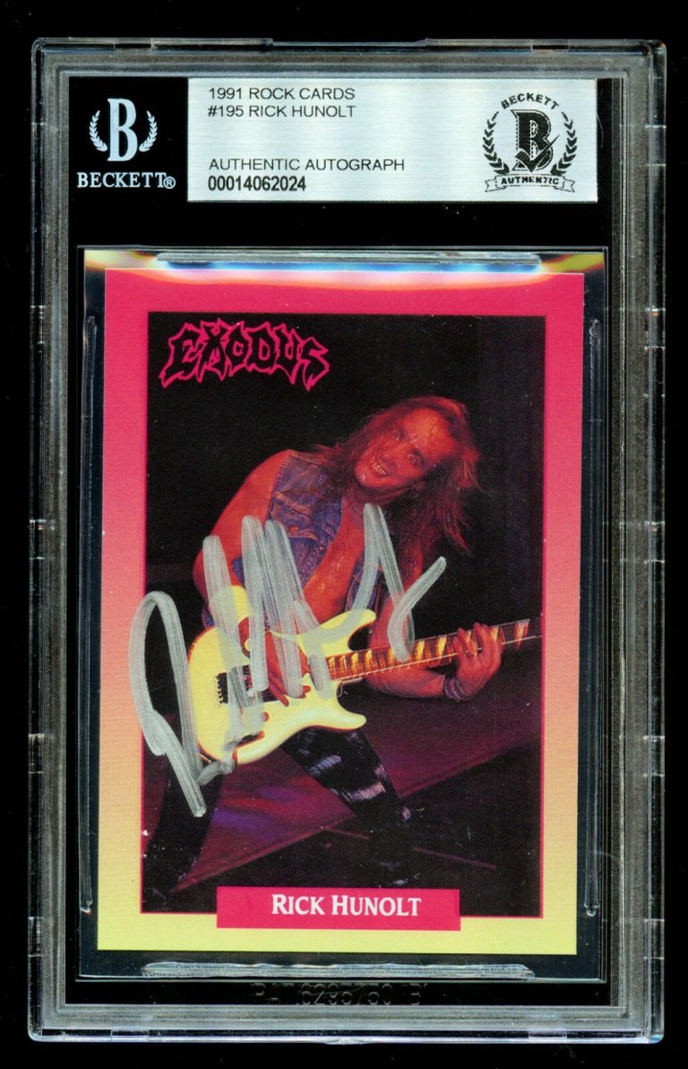 Rick Hunolt #195 signed autograph auto 1991 Rock Cards EXODUS Card BAS Slabbed