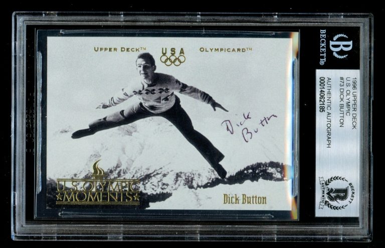Dick Button #73 signed autograph auto 1996 Upper Deck Olympic Card BAS Slabbed