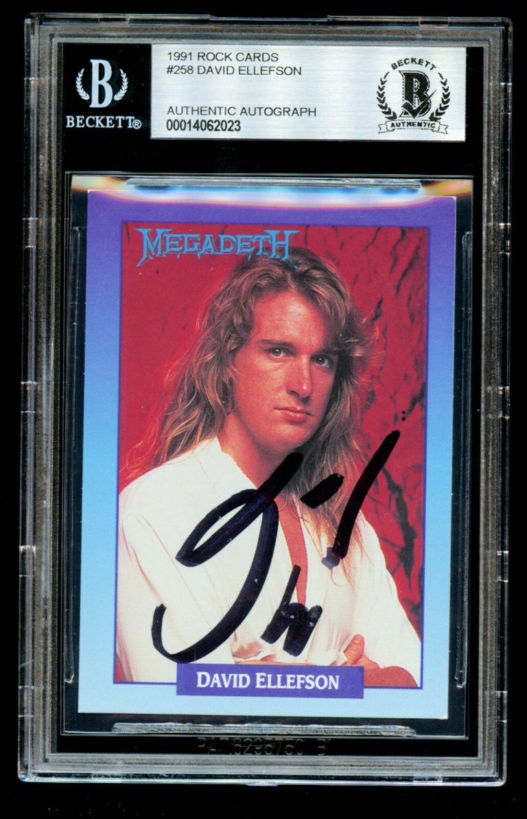 Dave Ellefson #258 signed autograph auto 1991 Rock Cards Megadeth Card BAS Slab