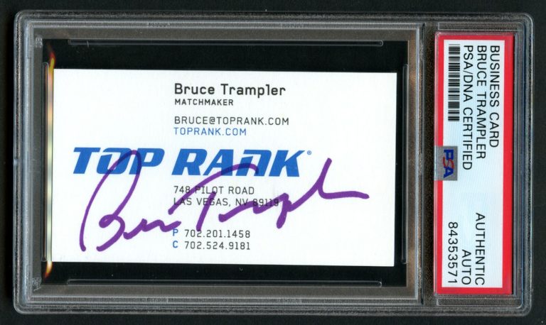 Bruce Trampler signed autograph auto Boxing Matchmaker Business Card PSA Slabbed