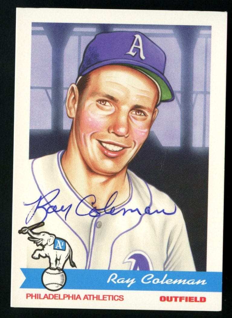 Ray Coleman #22 signed autograph Philadelphia Athletics Fan Favorites Baseball