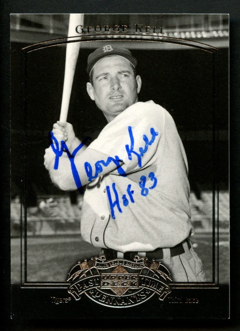 George Kell #35 signed autograph 2005 UD Past Time Pennants Baseball Card ~