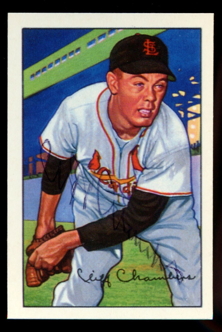 Cliff Chambers #14 signed autograph auto 1952 Bowman CCC 1987 Reprint Card ~