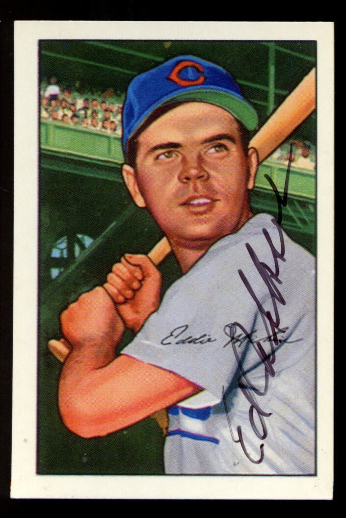 Eddie Miksis #32 signed autograph auto 1952 Bowman CCC 1987 Reprint Card ~