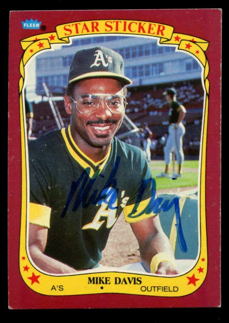MIke Davis #31 signed autograph auto 1986 Fleer Star Sticker Baseball Card ~
