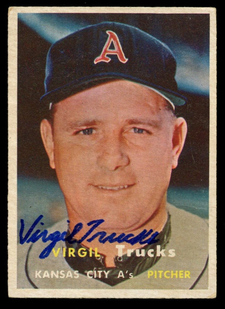 Virgil Fire Trucks #187 signed autograph auto 1957 Topps Baseball Trading Card