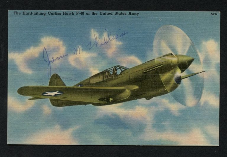 James M. Williams d2003 signed autograph auto Post Card WWII ACE USAAF