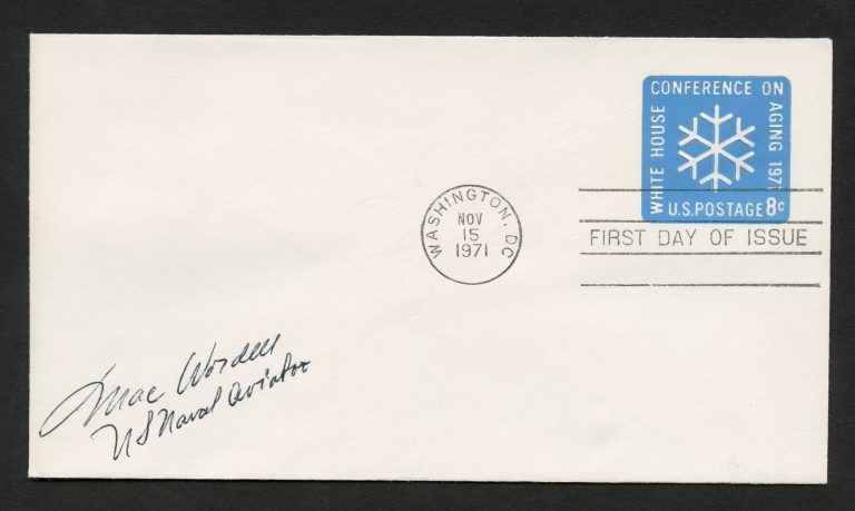 Malcolm T. Wordell d1996 signed autograph auto First Day Cover WWII ACE USN