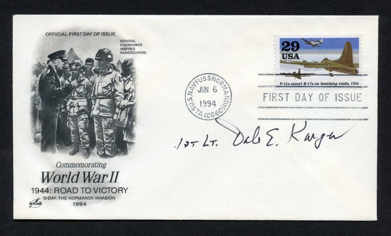 Dale E. Karger d2008 signed autograph auto First Day Cover WWII ACE USAAF