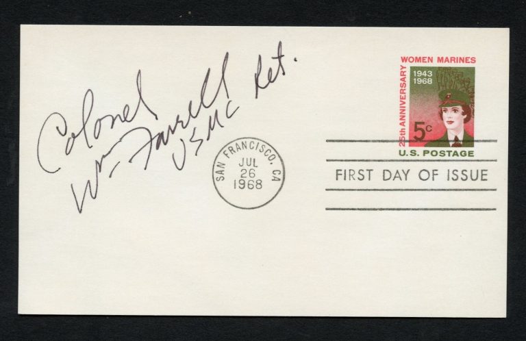 William J. Farrell d2013 signed autograph auto First Day Cover WWII ACE USMC