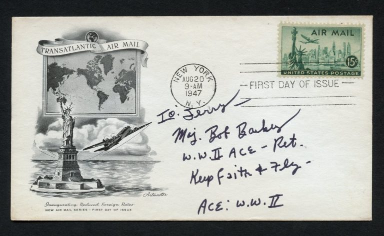 Robert Barkey signed autograph auto First Day Cover WWII Ace USAAF
