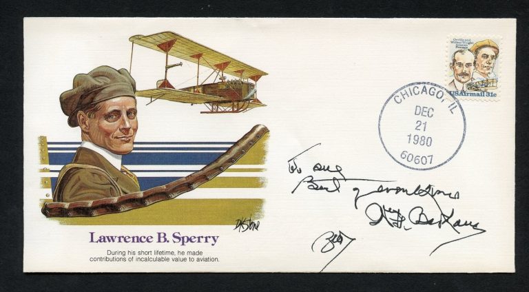 William Badham signed autograph First Day Cover WWII ACE USAS 91 Aero Squadron