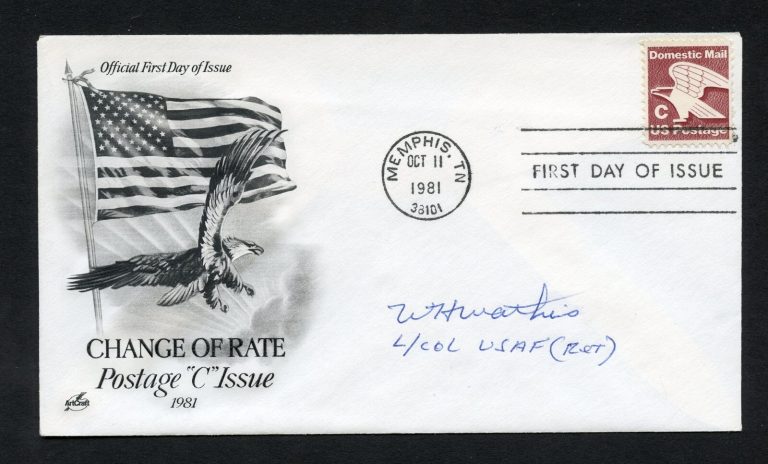 William H. Mathis d1993 signed autograph auto First Day Cover WWII ACE USAAF