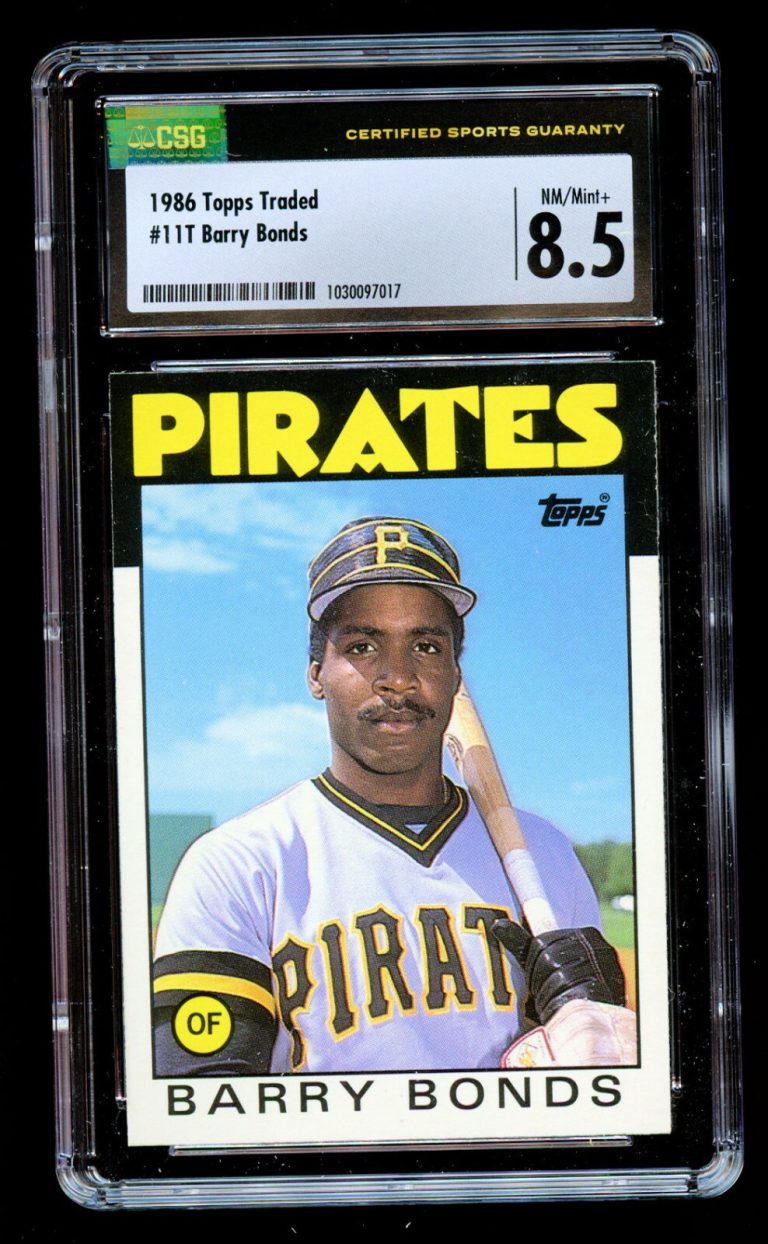 Barry Bonds #11T Topps Traded 1986 ROOKIE Pittsburgh Pirates Card CSG 8.5