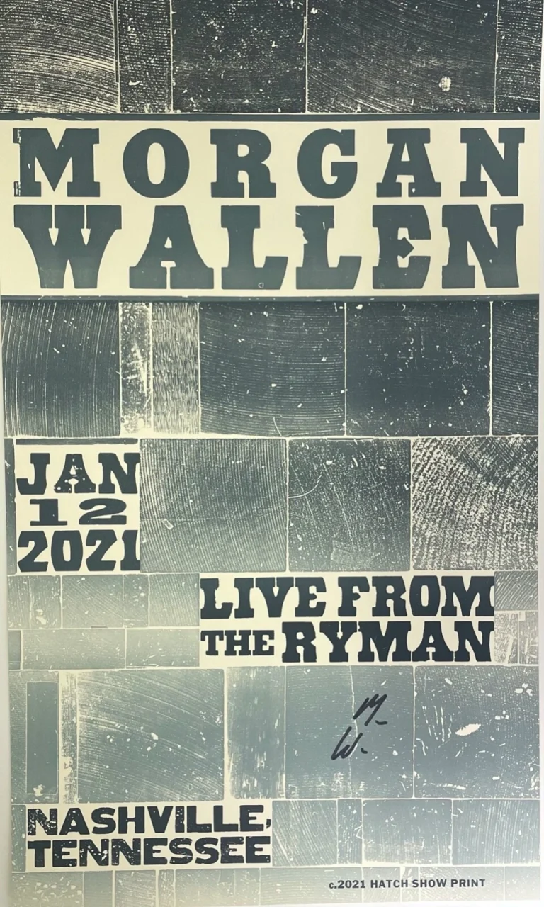 MORGAN WALLEN Signed Autograph 12.5x18.5 Hatch Show Print The Ryman 2021 JSA 146