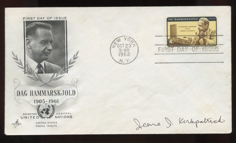 Jeane Kirkpatrick d2006 signed autograph American Diplomat R. Reagan Admin. FDC