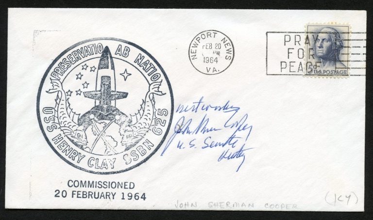 John Sherman Cooper d1976 signed autograph auto US Senate Kentucky FDC