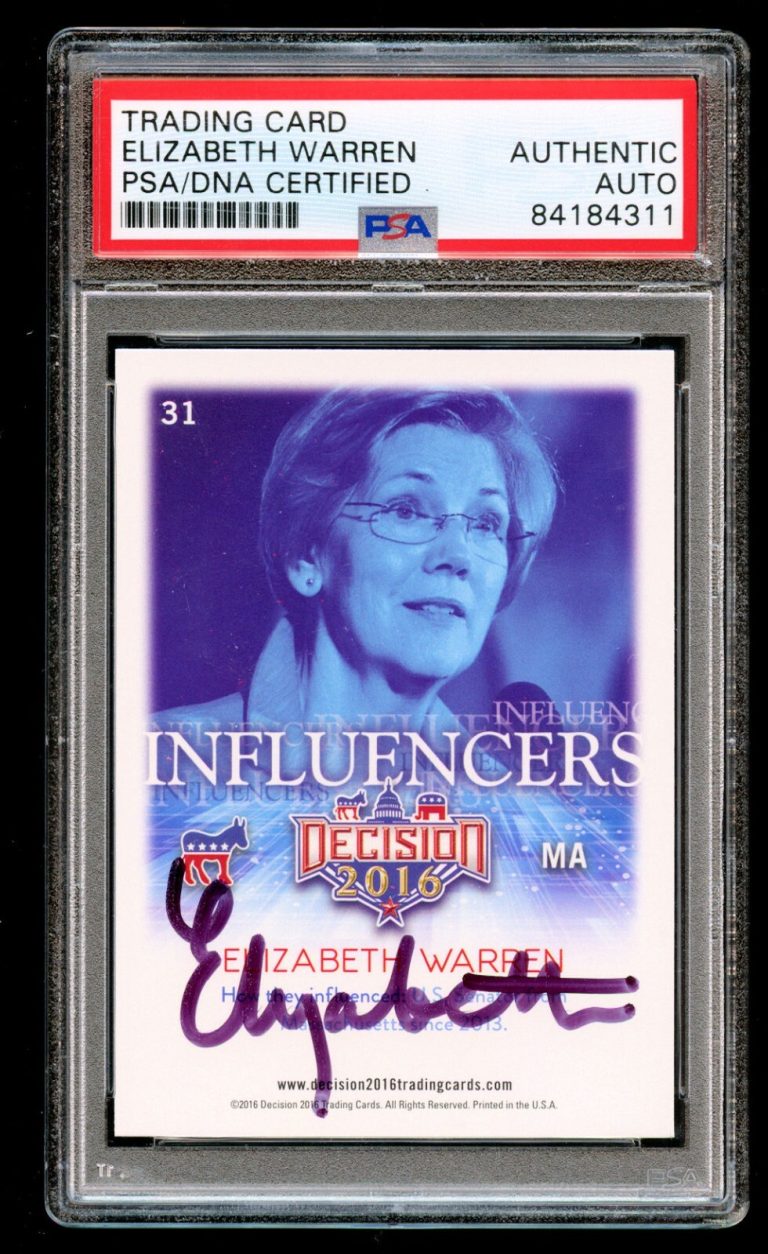 Elizabeth Warren #31 signed autograph auto Decision 2016 Influencers Card PSA