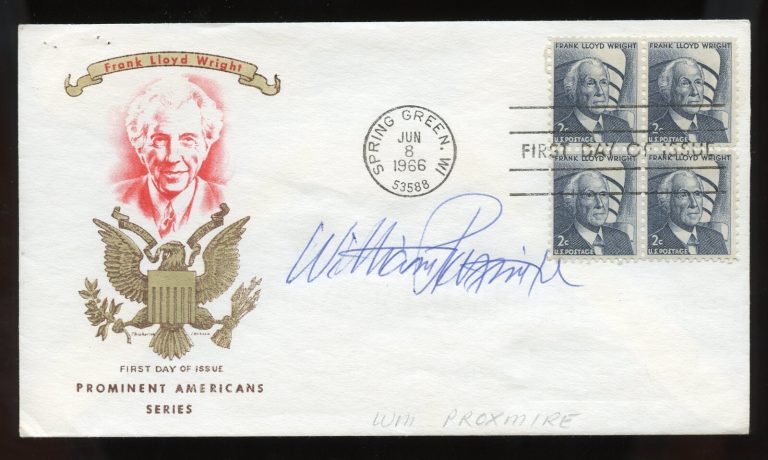 William Proxmire d2005 signed autograph auto Democrat US Senator Wisconsin FDC