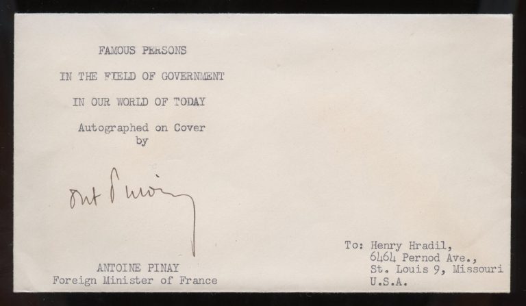 Antoine Pinay d1994 signed autograph French Politician Prime Minister France FDC