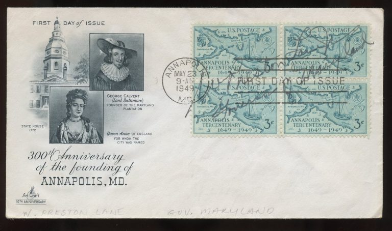 W. Preston Lane Jr. d1967 signed autograph Politician Governor of Maryland FDC