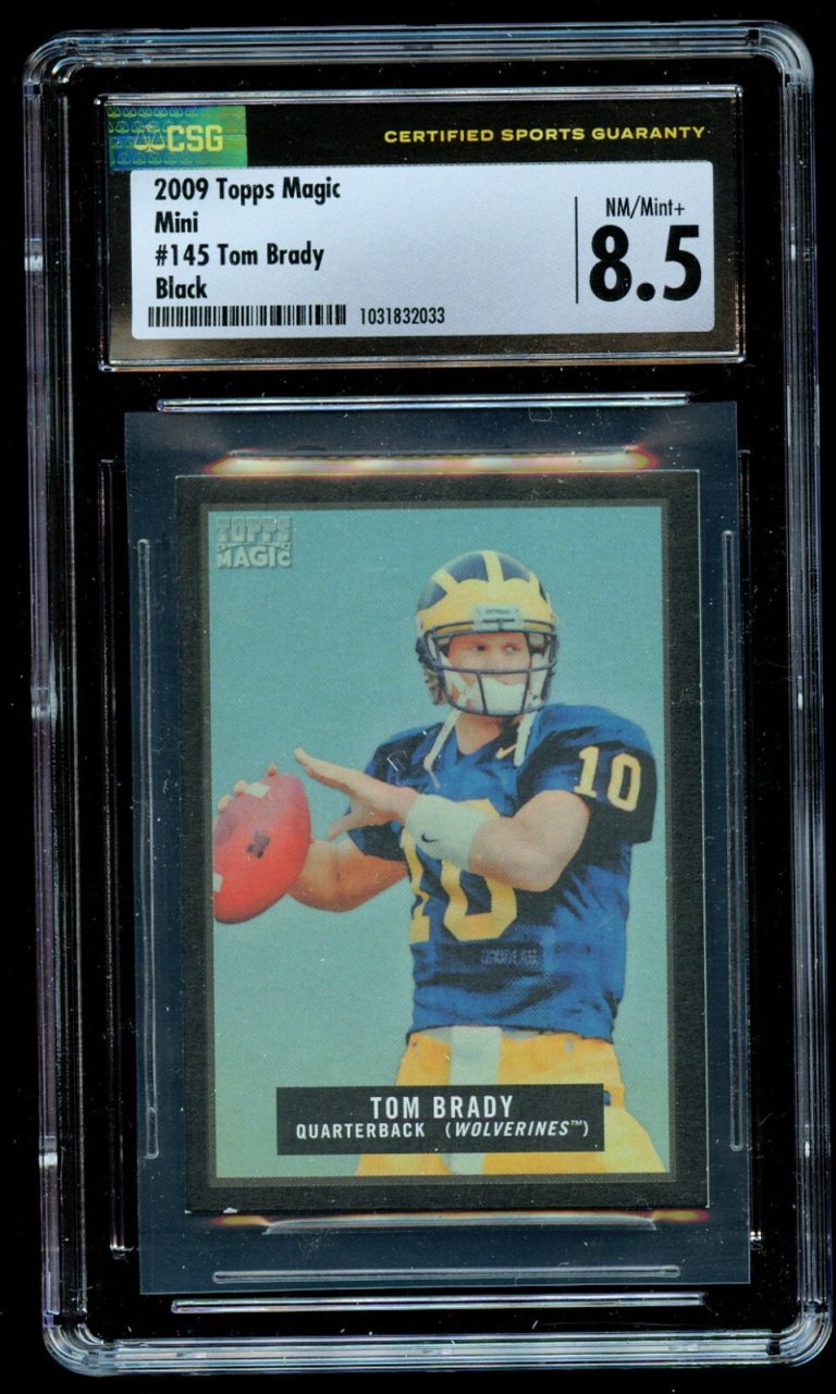 Tom Brady #145 Topps Magic 2009 Mini Black Football Michigan Wolverines CSG 8.5
