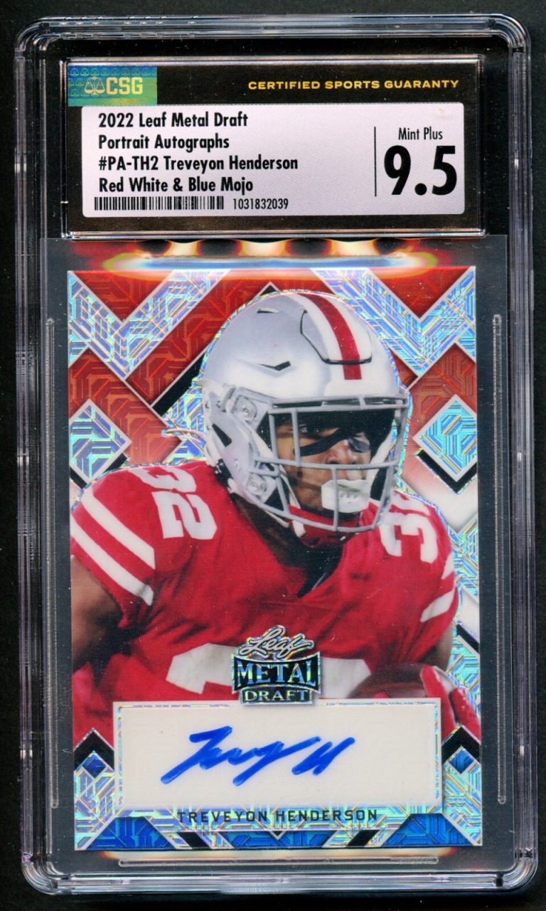 Treveyon Henderson #PA-TH2 Leaf Metal 2022 Draft Portrait Autographs 3/3 CSG 9.5