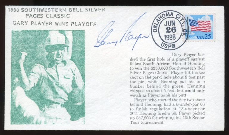 Gary Player signed autograph Postal Cover South African Professional Golfer BAS