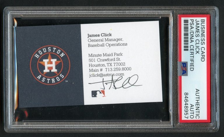 James Click signed autograph auto Business Card Houston Astros GM PSA Slabbed