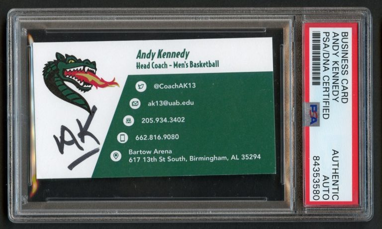 Andy Kennedy signed autograph Business Card UAB Basketball Coach PSA Slabbed