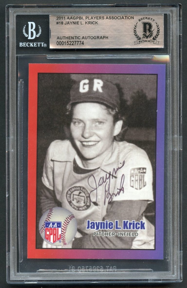 Jaynie L. Krick #18 signed autograph auto 2011 AAGPBL Trading Card BAS Slabbed