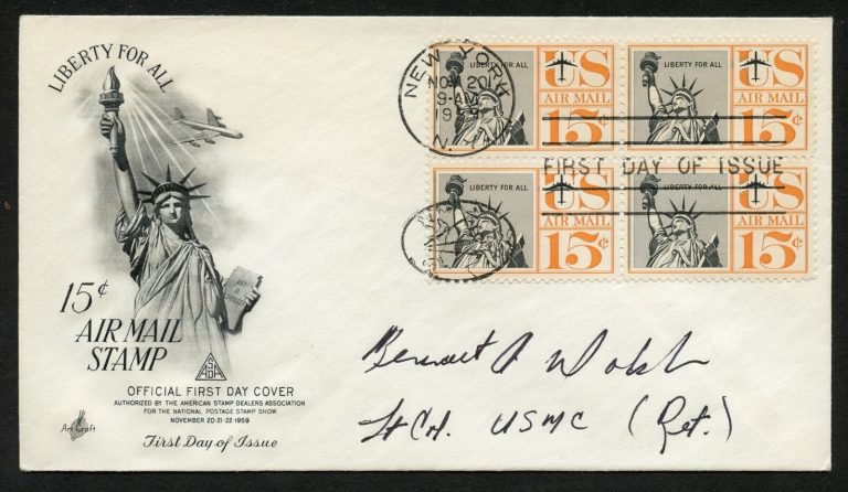 Kenneth Walsh d1998 signed autograph auto FDC Ace MOH Recipient USMC WWII BAS