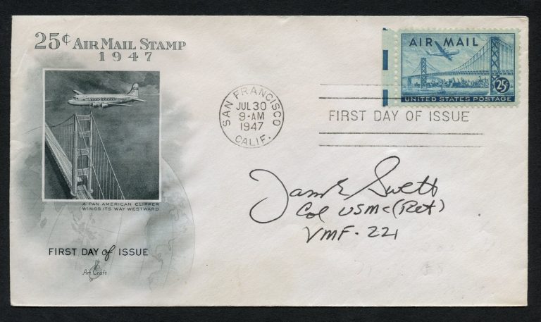 James Jim Swett d2009 signed auto FDC Ace Medal of Honor Recipient USMC WWII BAS
