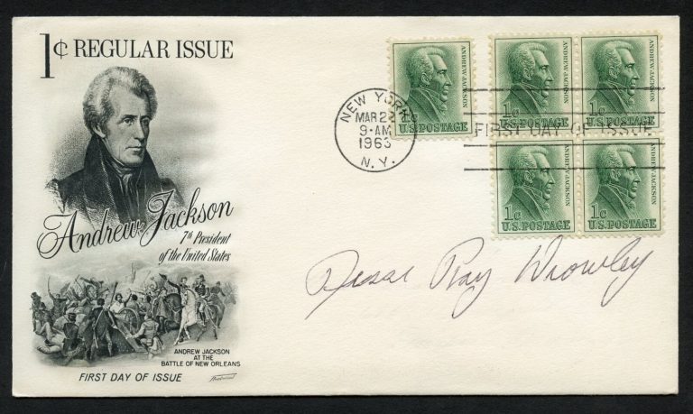 Jesse Ray Drowley d1996 signed autograph auto FDC MOH Recipient Army WWII BAS