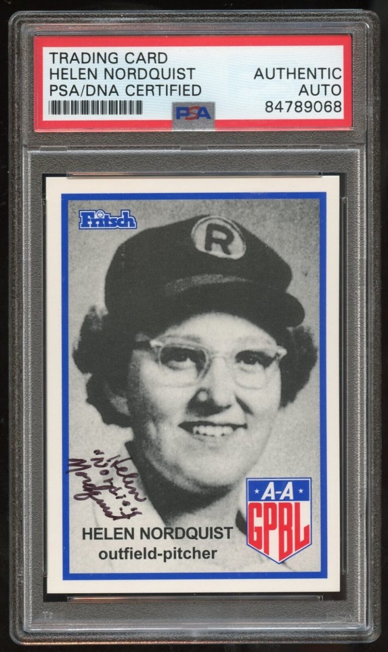 Helen Nordquist #143 signed autograph auto 1995-96 FRITSCH AAGPBL PSA Slabbed