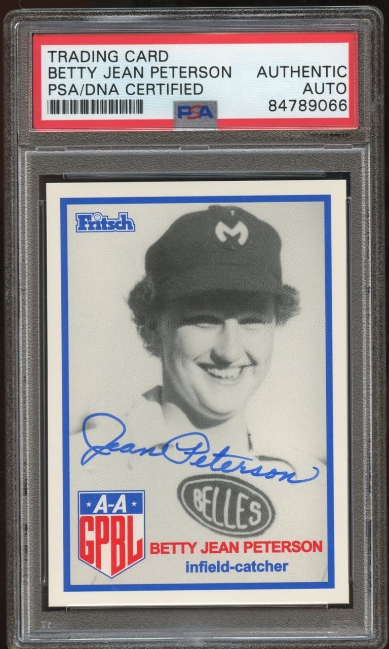 Betty Jean Peterson #153 signed autograph auto 1995-96 FRITSCH AAGPBL PSA Slab
