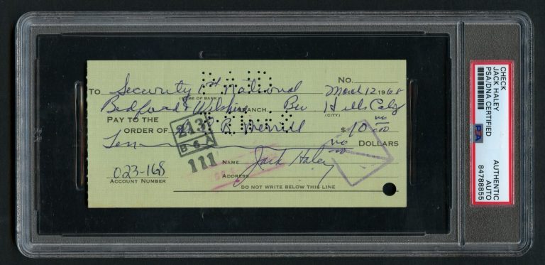 Jack Haley signed autograph auto Bank Check Wizard of Oz Tin Man PSA Slabbed