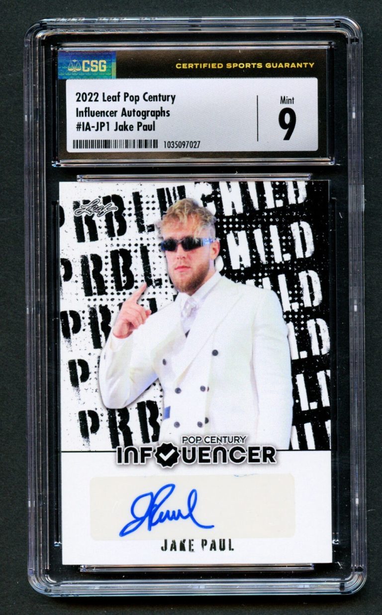 Jake Paul IA-JP1 Leaf Pop Century 2022 Influencer Autographs CSG 9 Auto 10