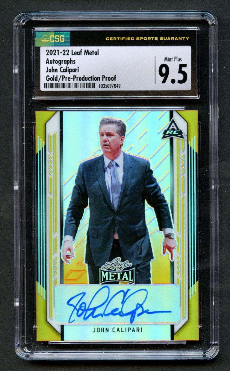 John Calipari 2021-22 Leaf Metal Autographs Gold Pre-Production Proof CSG 9.5
