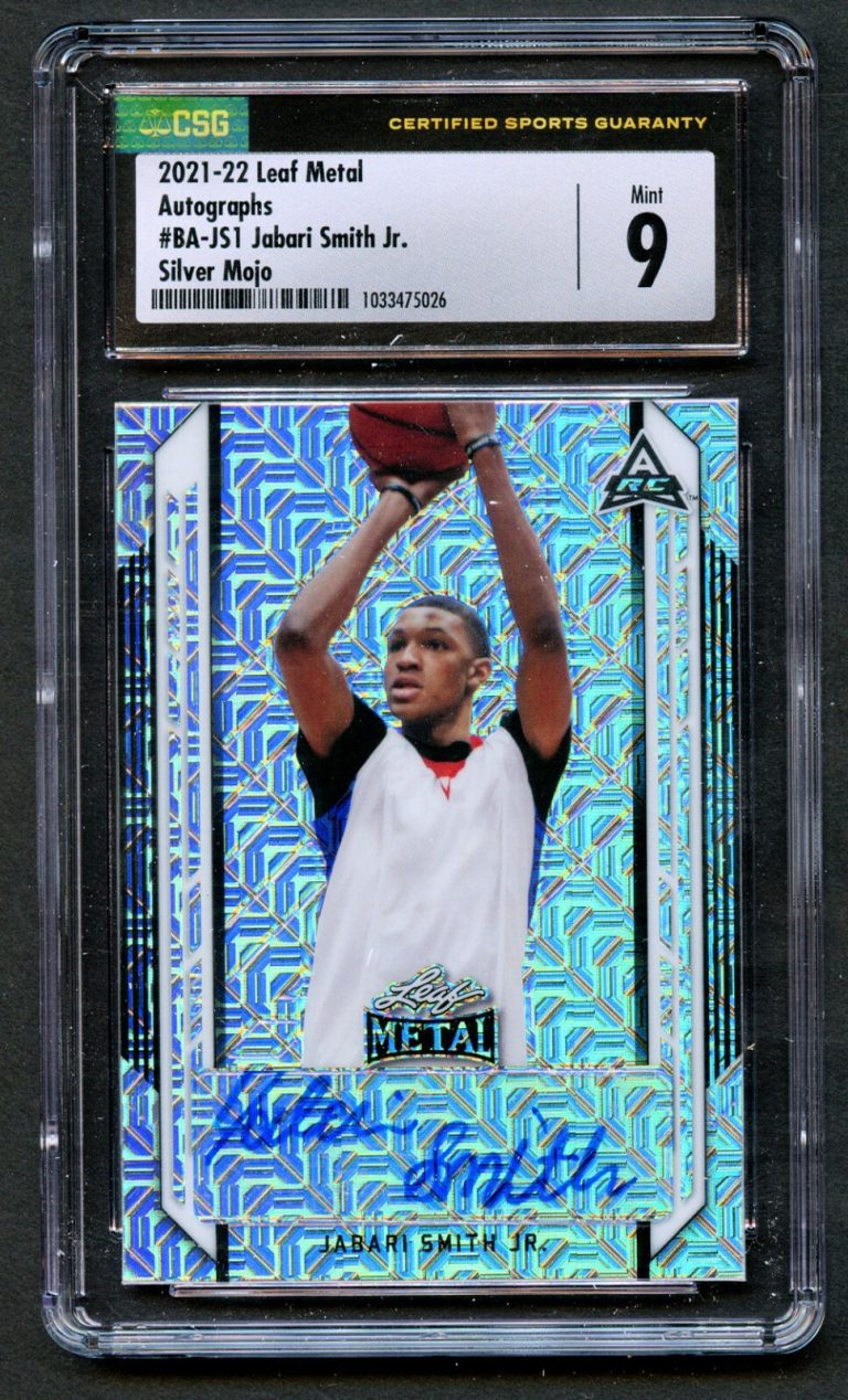 Jabari Smith #BA-JS1 2021-22 Leaf Metal Autographs Silver Mojo CSG 9 Auto 9