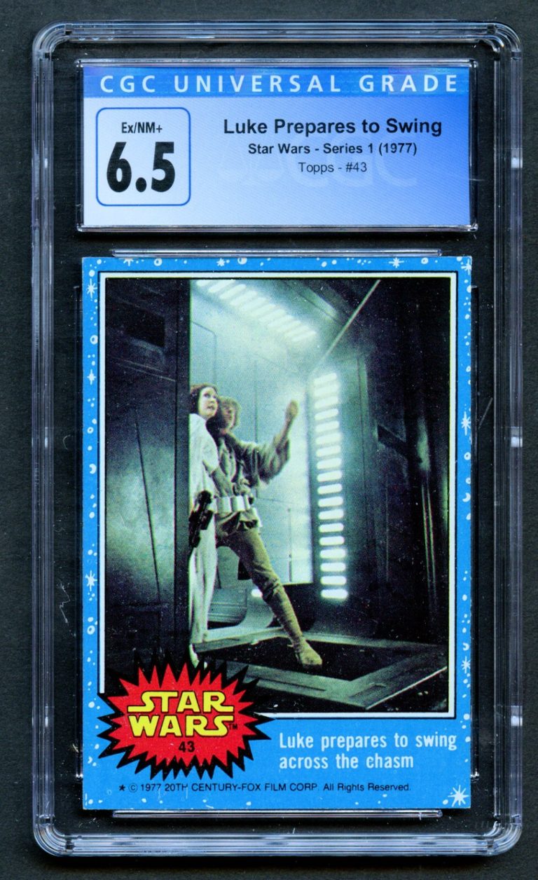 Luke Prepares to Swing #43 Topps Star Wars 1977 Series 1 Trading Card CGC 6.5