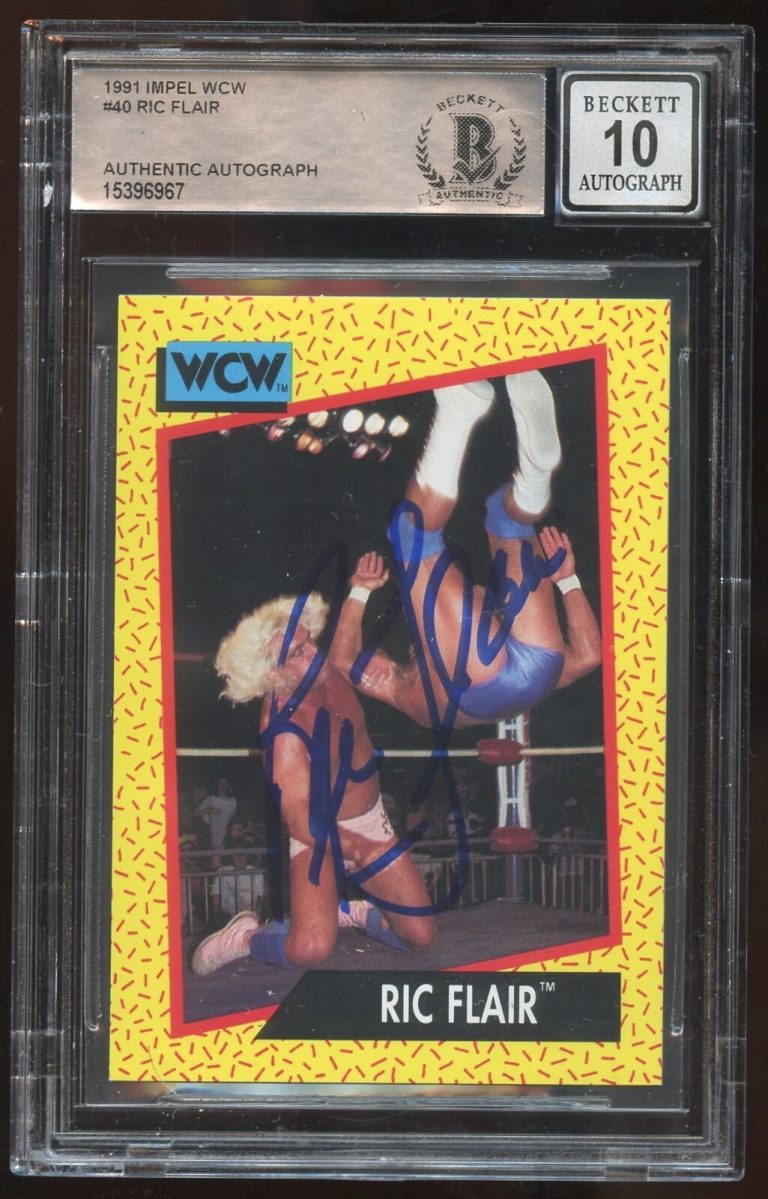 Ric Flair #40 signed autograph 1991 Impel WCW Card Auto Grade 10 BAS Slabbed