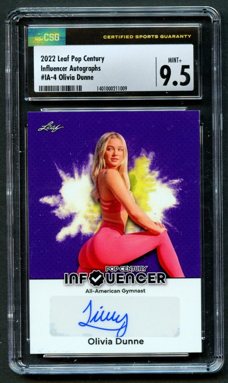Olivia Dunne #IA-4 Leaf Pop Century Influencer Autographs CSG 9.5 Auto Grade 9