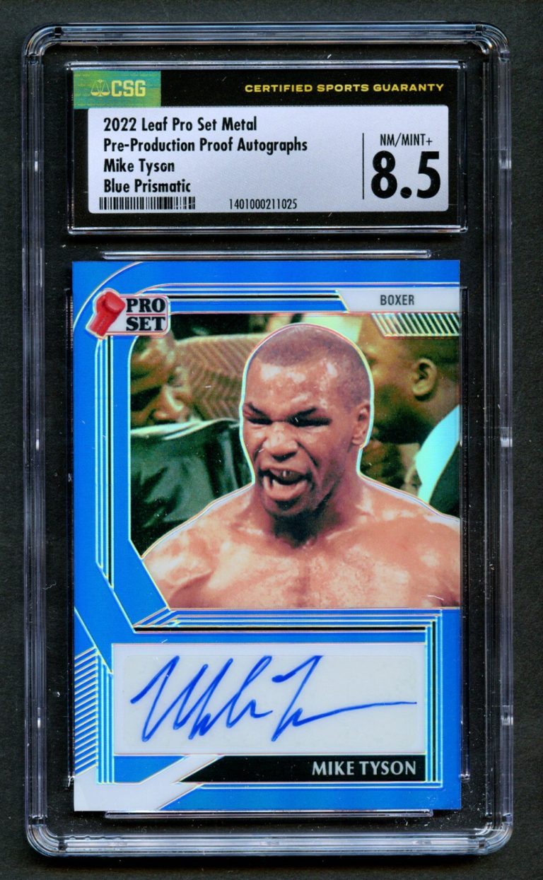 Mike Tyson 2022 Metal Pre-Production Proof Autographs Blue Prismatic CSG 8.5