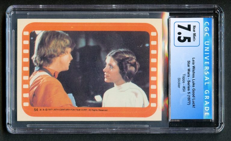 Leia Wishes Luke Good Luck! #54 Star Wars Series 5 Sticker 1977 Topps CGC 7.5