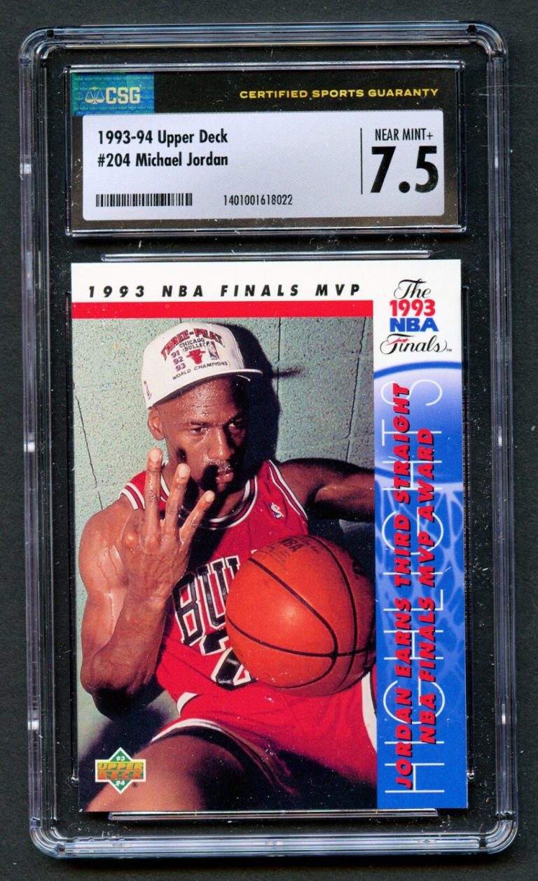 Michael Jordan #204 Upper Deck 1993-94 Chicago Bulls NBA Finals Card CSG 7.5