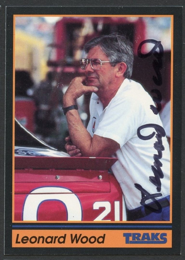 Leonard Wood #62 signed autograph 1991 Traks NASCAR Racing Trading Card