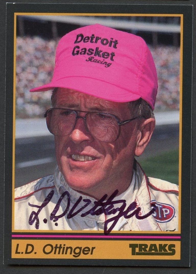 L. D. Ottinger #172 signed autograph 1991 Traks NASCAR Racing Trading Card