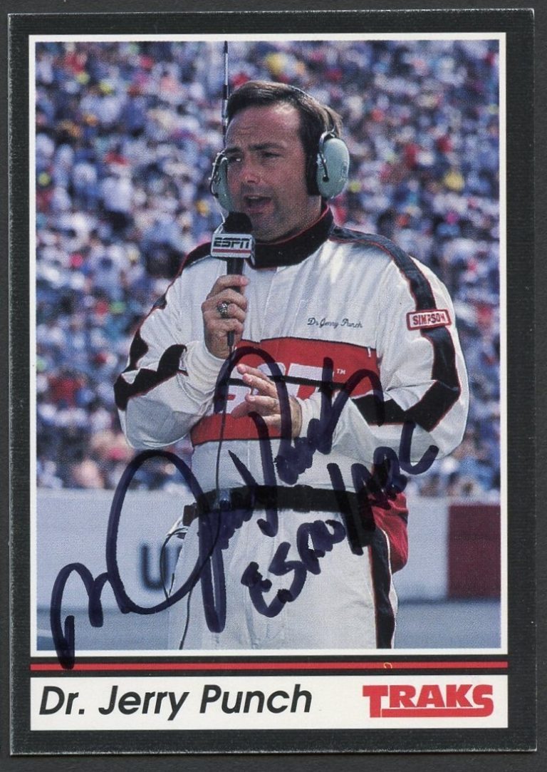 Dr. Jerry Punch #188 signed autograph 1991 Traks NASCAR Racing Trading Card