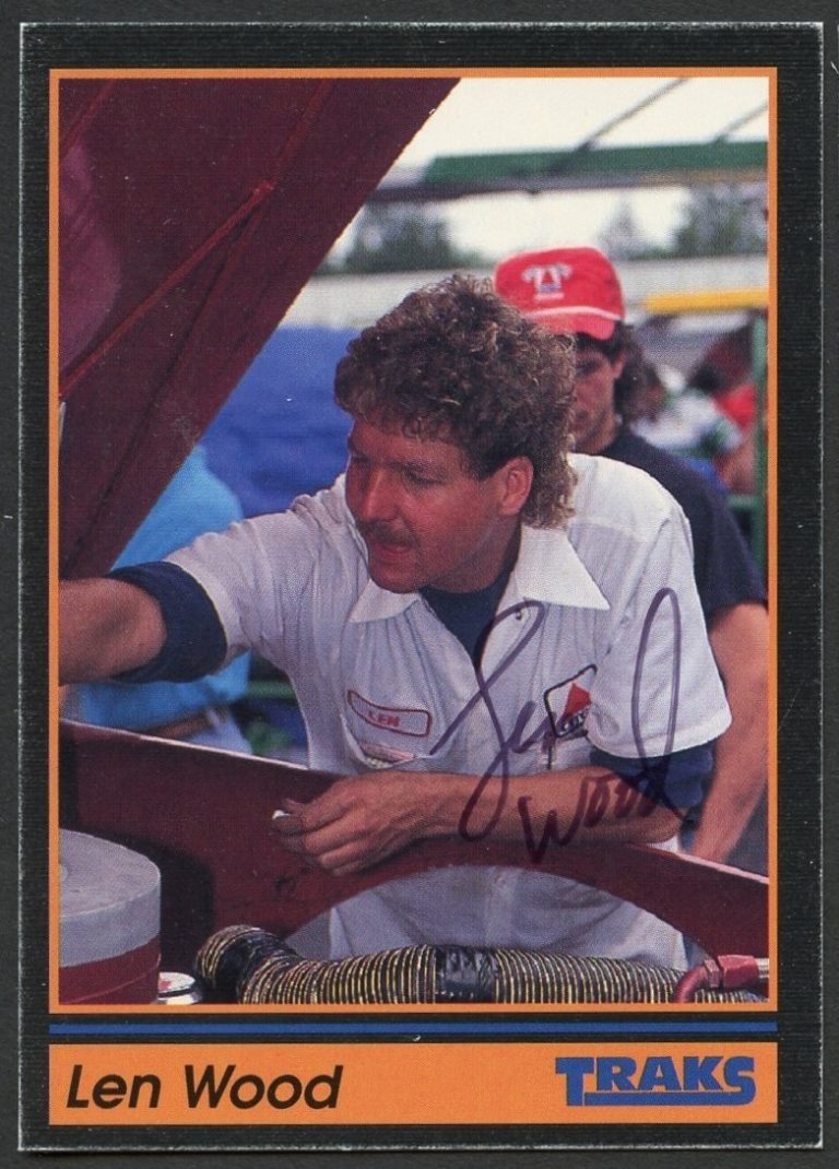 Len Wood #122 signed autograph auto 1991 Traks NASCAR Racing Trading Card